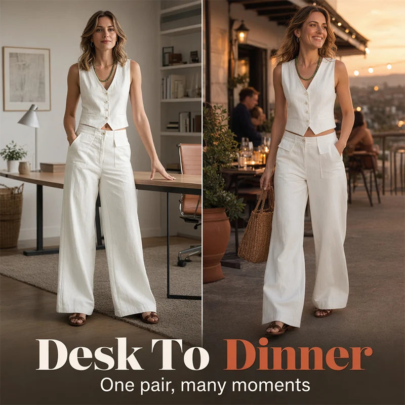 Women’s Cotton and Linen Wide-Leg Trousers