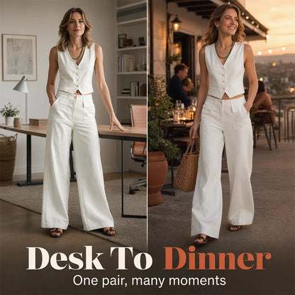 Women’s Cotton and Linen Wide-Leg Trousers