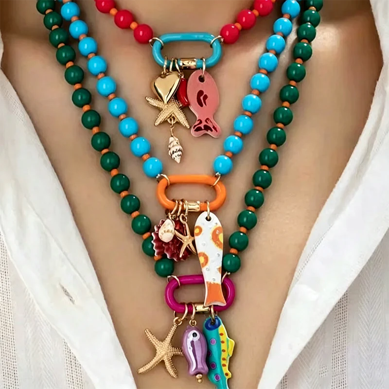 Women's Coastal Charm Beaded Necklace