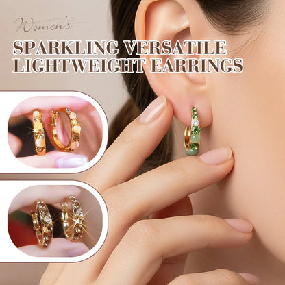Green Stone-Accent Hoop Earrings