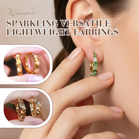 Green Stone-Accent Hoop Earrings