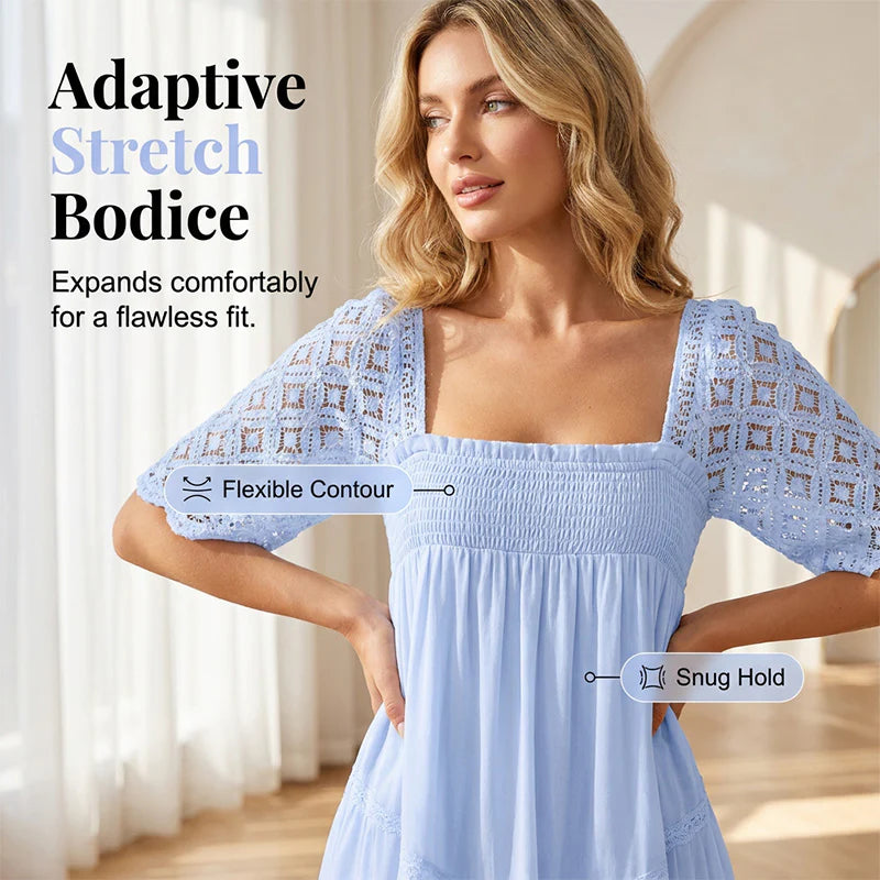 Women’s Lace Sleeve Smocked Dress