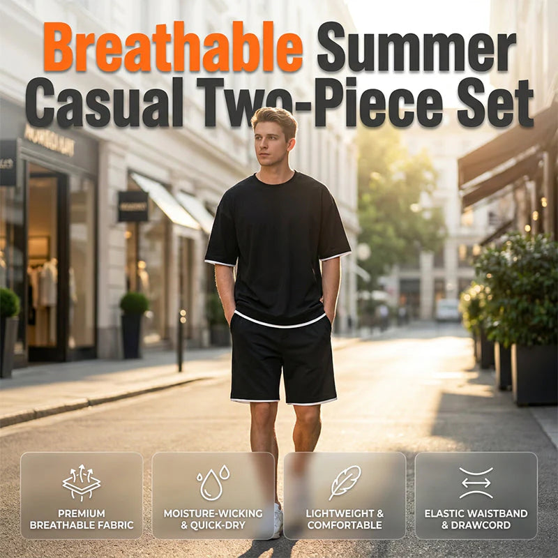 Men’s Contrast Trim T-Shirt and Shorts Set