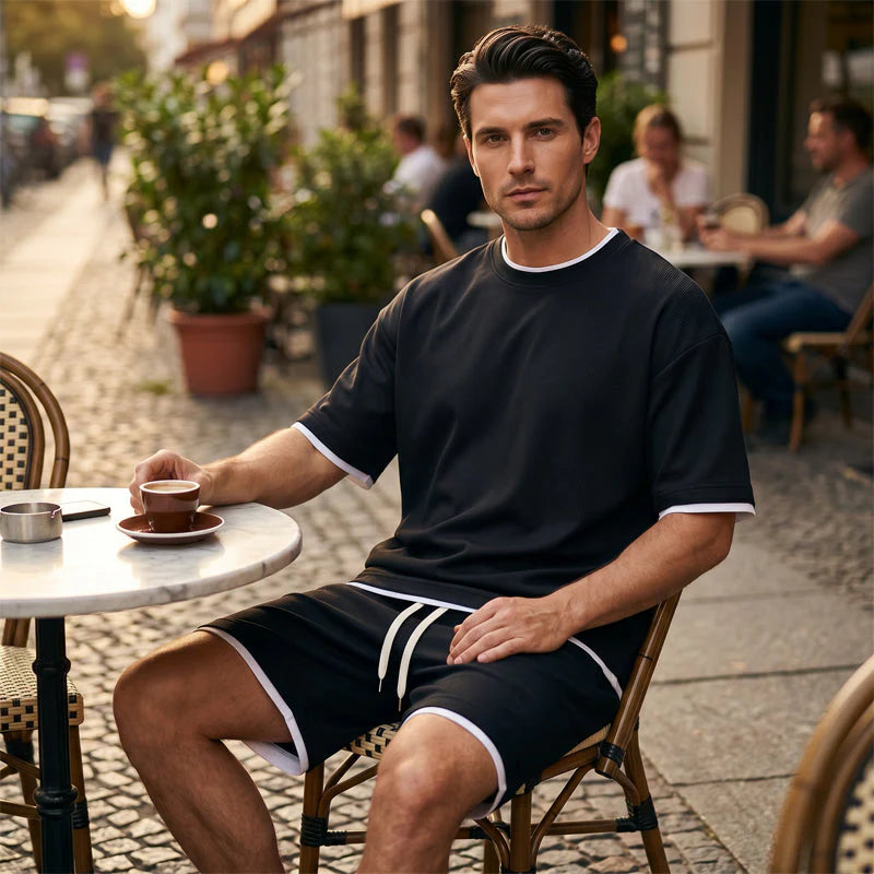 Men’s Contrast Trim T-Shirt and Shorts Set