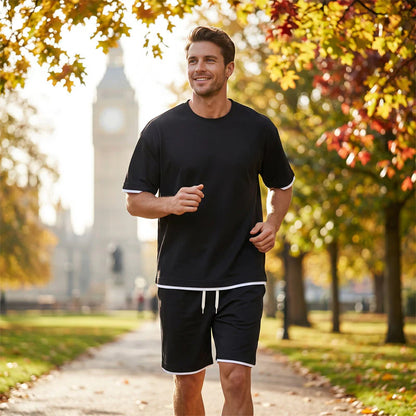 Men’s Contrast Trim T-Shirt and Shorts Set