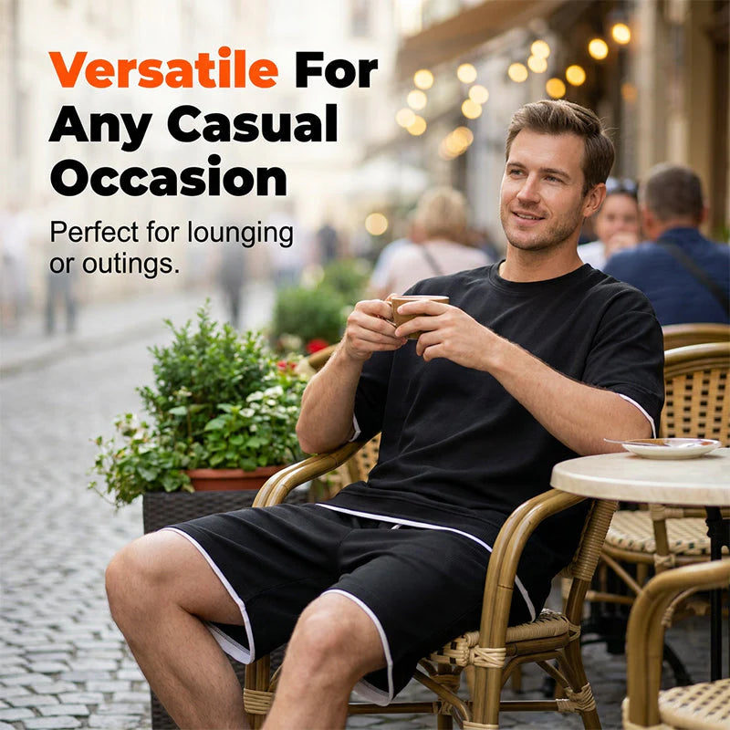Men’s Contrast Trim T-Shirt and Shorts Set
