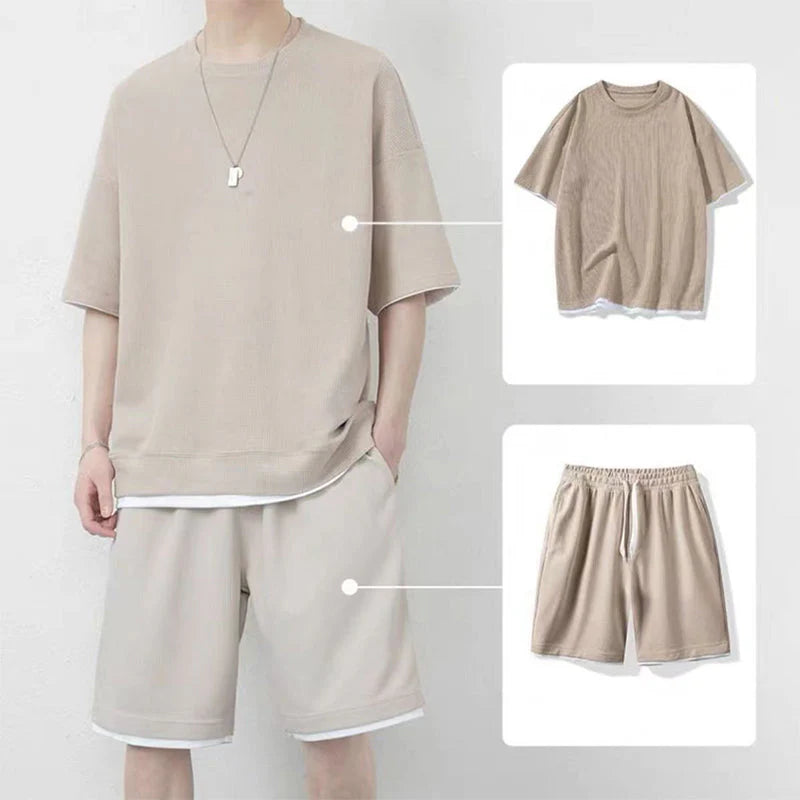 Men’s Contrast Trim T-Shirt and Shorts Set