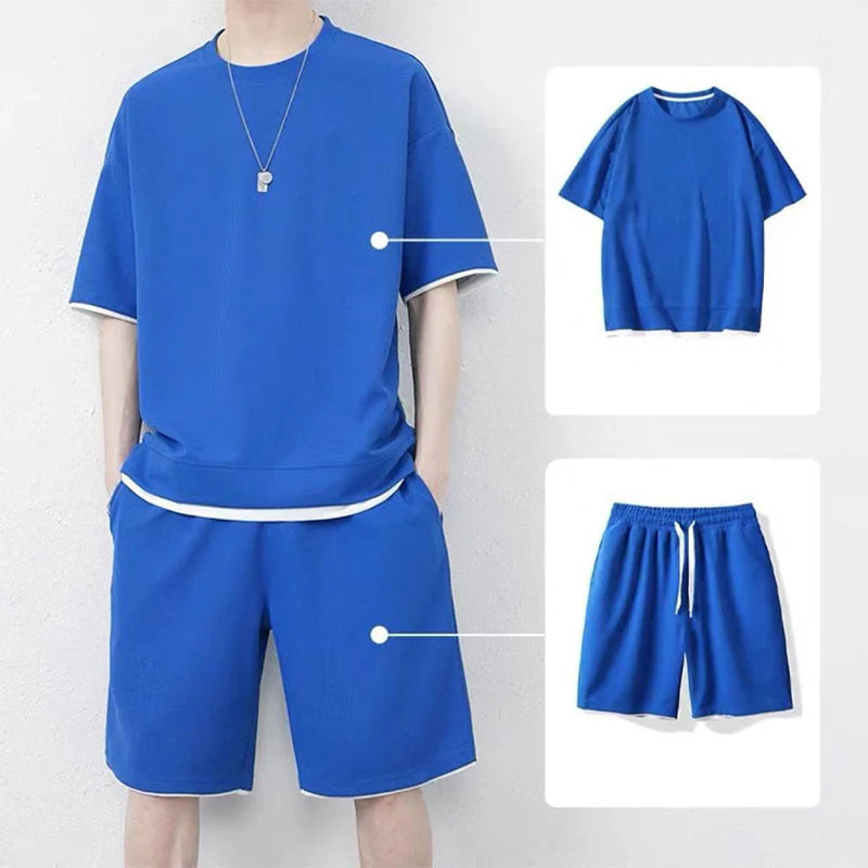 Men’s Contrast Trim T-Shirt and Shorts Set