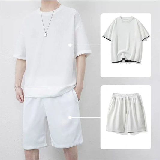 Men’s Contrast Trim T-Shirt and Shorts Set