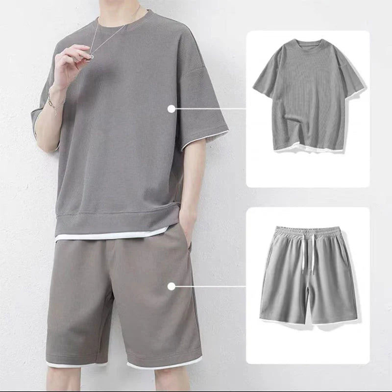 Men’s Contrast Trim T-Shirt and Shorts Set