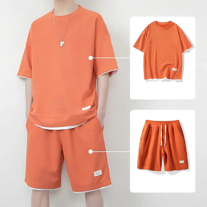 Men’s Contrast Trim T-Shirt and Shorts Set