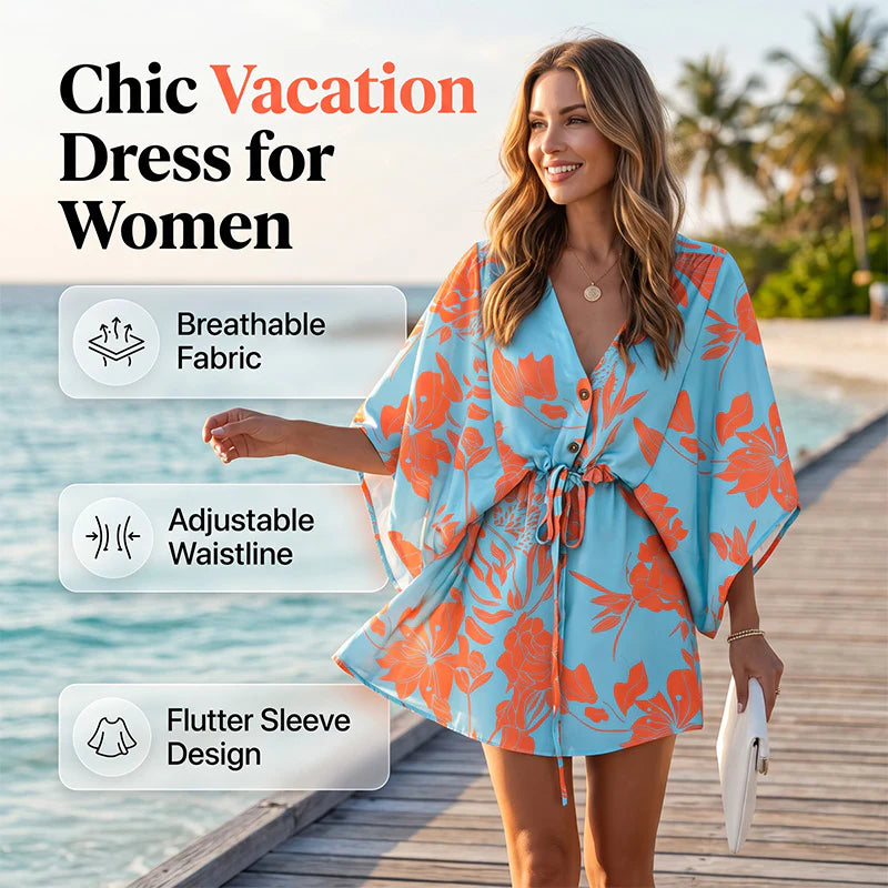 Women’s Floral Drawstring Mini Dress