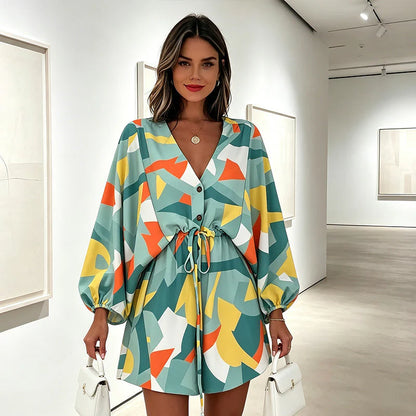 Women’s Floral Drawstring Mini Dress