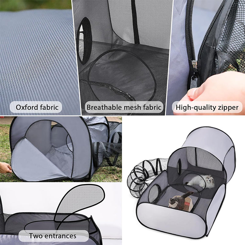 Foldable Pet Playpen with Tunnel