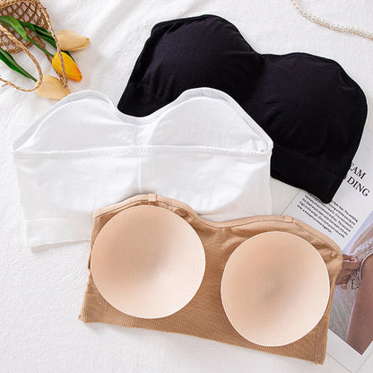 Women’s Wireless Bandeau Bra with Detachable Straps