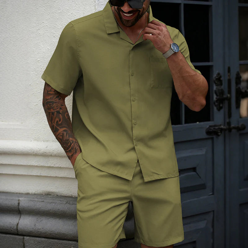 Men’s Short-Sleeve Shirt and Shorts Set