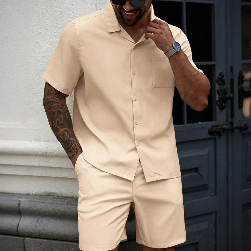 Men’s Short-Sleeve Shirt and Shorts Set