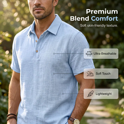 Men’s Textured Polo and Cargo Shorts Set