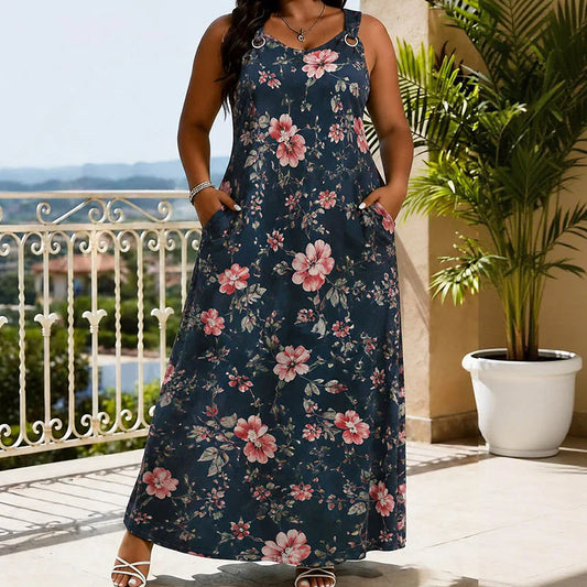 Women’s Floral Ring-Strap Maxi Dress