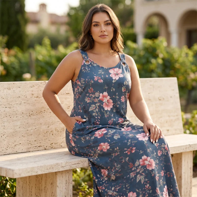 Women’s Floral Ring-Strap Maxi Dress