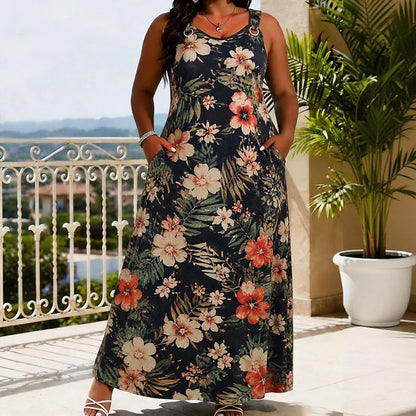 Women’s Floral Ring-Strap Maxi Dress