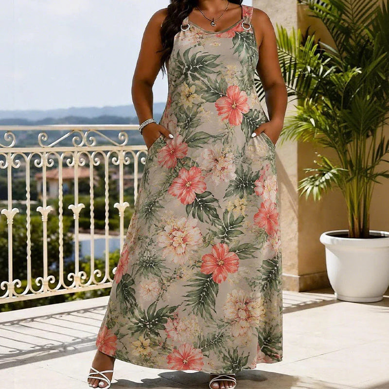 Women’s Floral Ring-Strap Maxi Dress