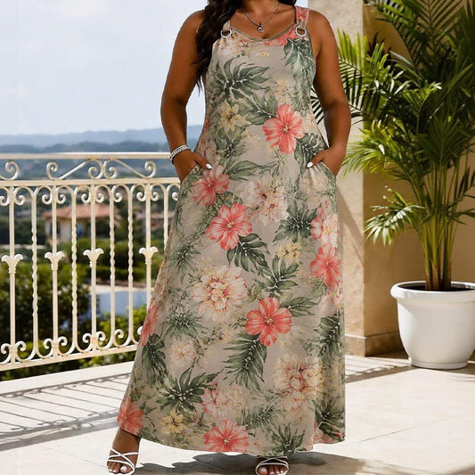Women’s Floral Ring-Strap Maxi Dress