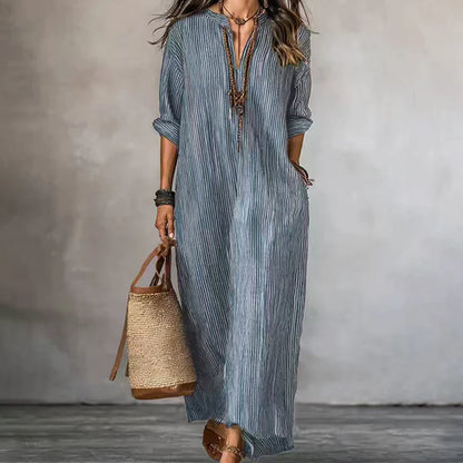 Women's Textured V-Neck Relaxed Maxi Dress
