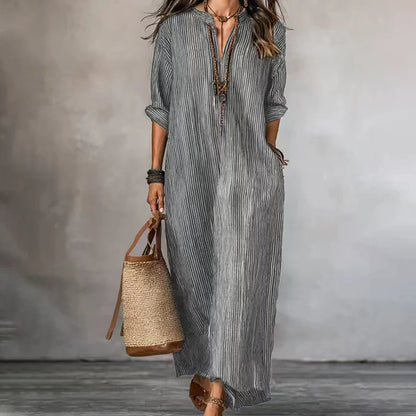 Women's Textured V-Neck Relaxed Maxi Dress