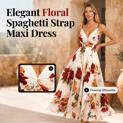 Women’s Floral Twist-Front Maxi Dress