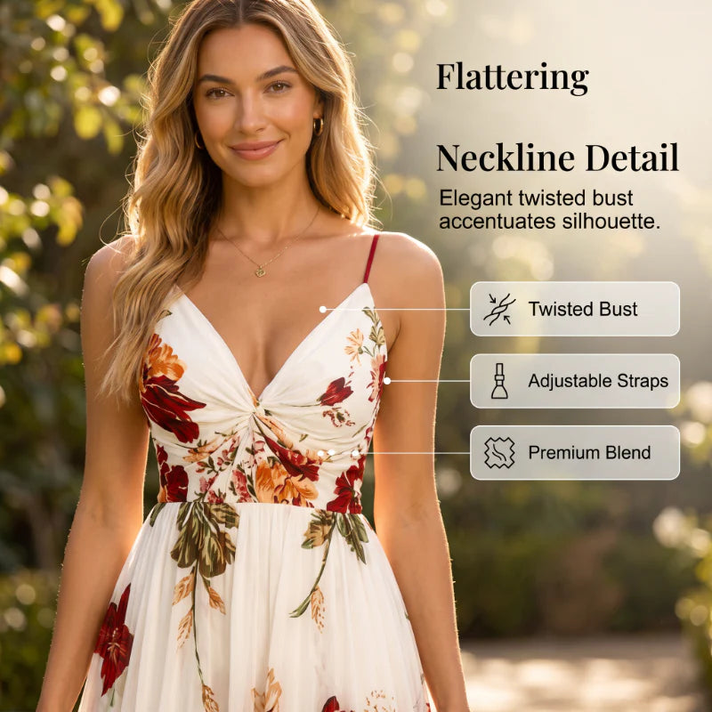 Women’s Floral Twist-Front Maxi Dress