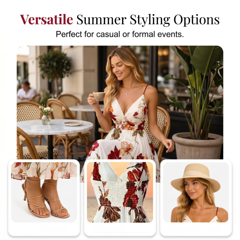 Women’s Floral Twist-Front Maxi Dress