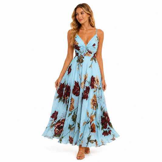 Women’s Floral Twist-Front Maxi Dress
