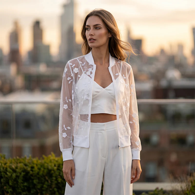 Women’s Floral Sheer Mesh Jacket