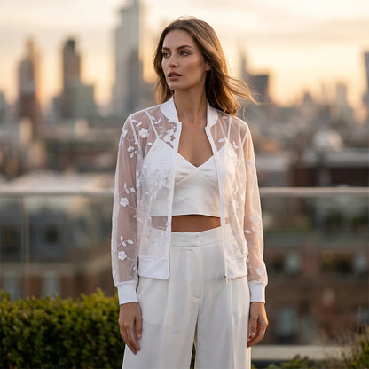 Women’s Floral Sheer Mesh Jacket