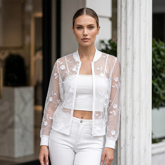 Women’s Floral Sheer Mesh Jacket