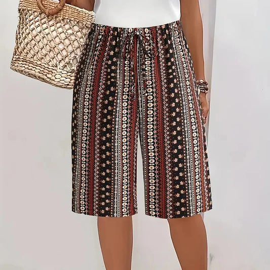Women’s Printed Wide-Leg Bermuda Shorts