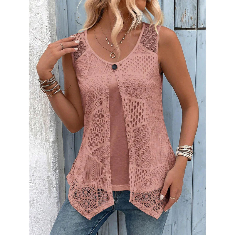 Women’s Layered Lace Sleeveless Top