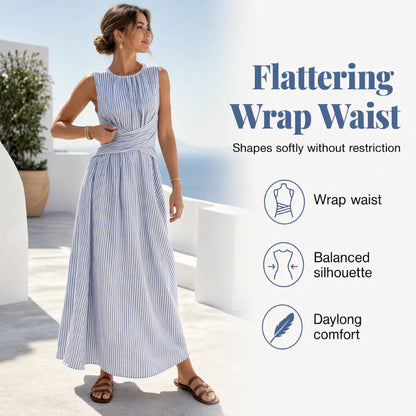 Women’s Striped Tie-Waist Maxi Dress