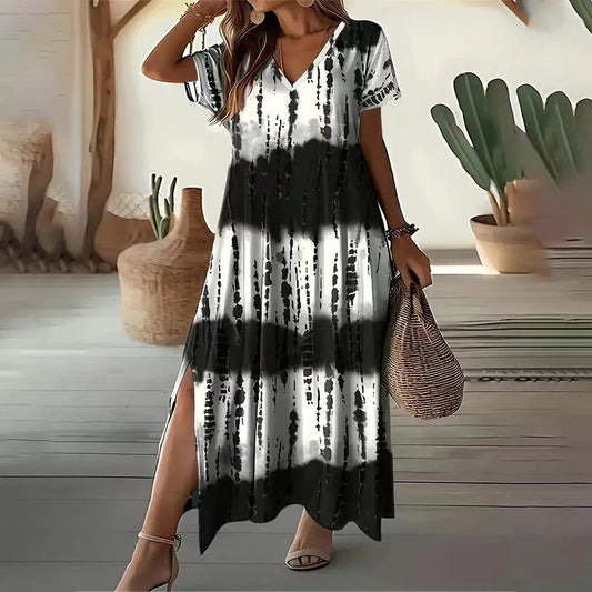 Women’s V-Neck Gradient Maxi Dress