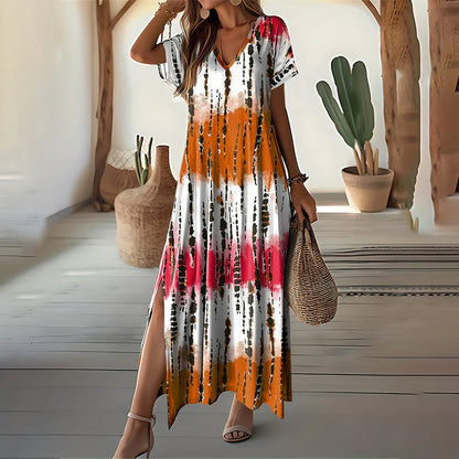 Women’s V-Neck Gradient Maxi Dress