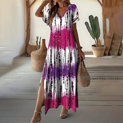 Women’s V-Neck Gradient Maxi Dress
