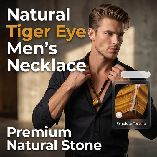 Men’s Tiger’s Eye Beaded Pendant Necklace