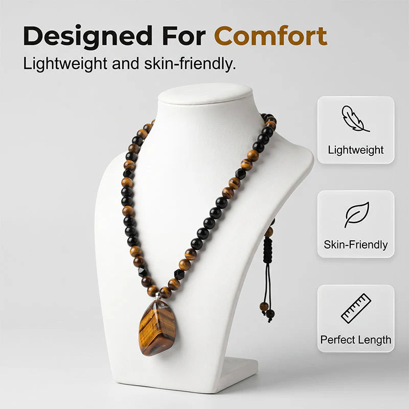 Men’s Tiger’s Eye Beaded Pendant Necklace