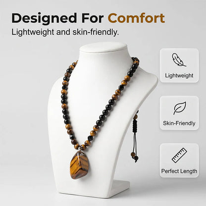 Men’s Tiger’s Eye Beaded Pendant Necklace