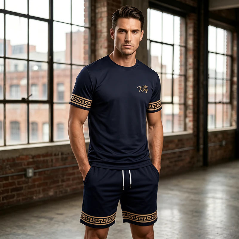 Men’s Contrast Trim T-Shirt and Shorts Set