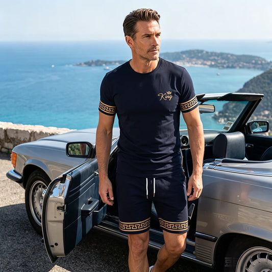 Men’s Contrast Trim T-Shirt and Shorts Set