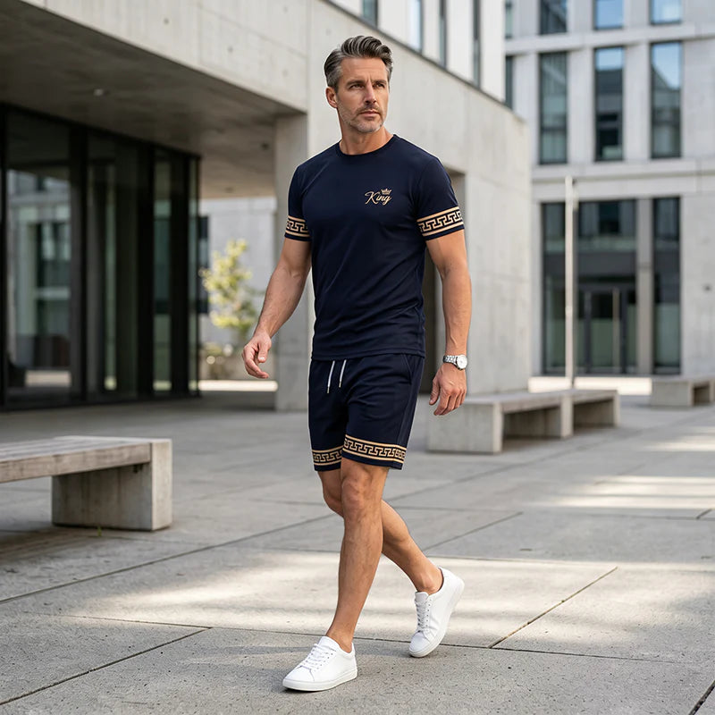 Men’s Contrast Trim T-Shirt and Shorts Set