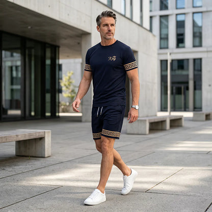 Men’s Contrast Trim T-Shirt and Shorts Set