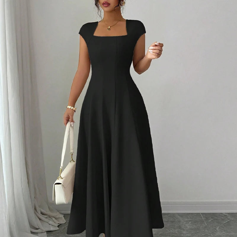 Women’s Square-Neck A-Line Midi Dress